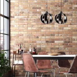 Hängeleuchte 2-flammig höhenverstellbar Metall Schwarz E27