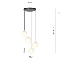Hängeleuchte 4-flammig in Schwarz Weiß Gold