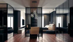 Hängeleuchte 3-flammig in Schwarz Transparent Messing