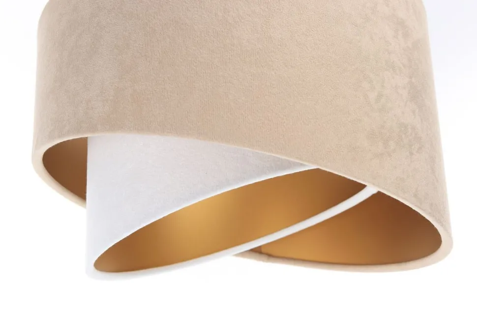 Hängeleuchte 3-flammig in Weiß Beige Gold E27 Stoff