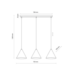Hängeleuchte 3-flammig Metall L: 75 cm Weiß E27 CODY