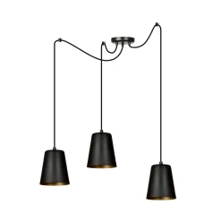 Hängeleuchte 3-flammig Schwarz Gold Metall 3x E27