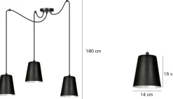 Hängeleuchte 3-flammig Schwarz Gold Metall 3x E27