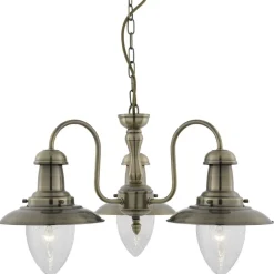 Hängeleuchte 3-flmg. maritim Messing Antik