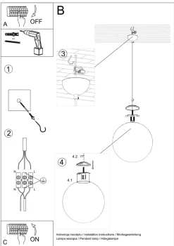 Hängeleuchte Glas Kugel Ø 30 cm E27 Weiß Gold BIANCO