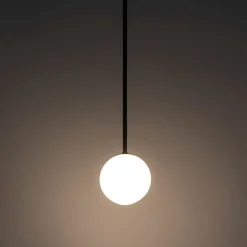 Hängeleuchte Glas Kugel G9 Ø 12 cm Schwarz Weiß