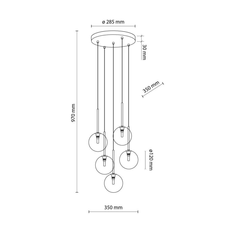 Hängeleuchte Glas Metall Ø 35 cm 5-flammig G9 verstellbar