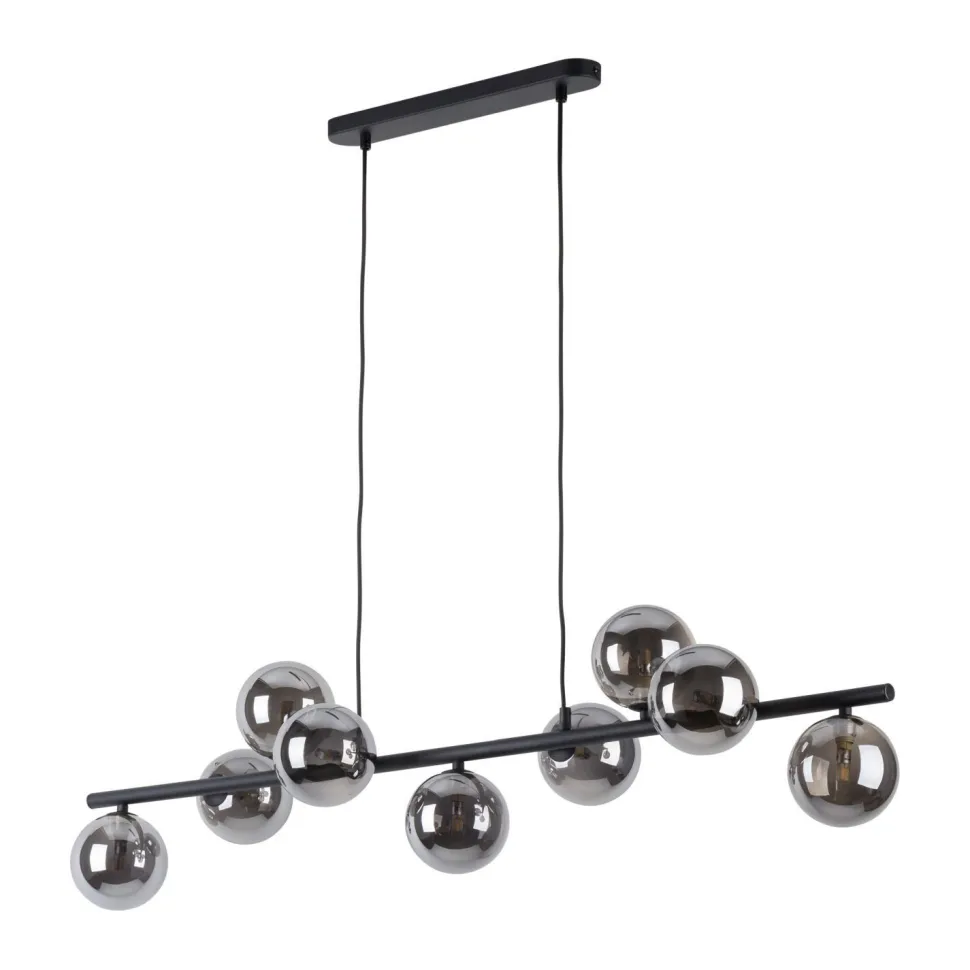 Hängeleuchte Glas Metall 116 cm breit Schwarz Graphit