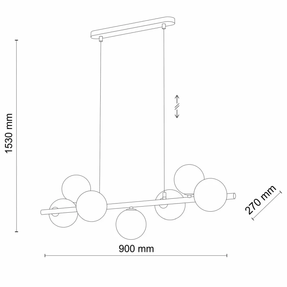 Hängeleuchte Glas Metall 116 cm breit Schwarz Graphit