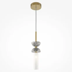 Hängeleuchte Glas Metall G9 rund D: 10 cm Modern