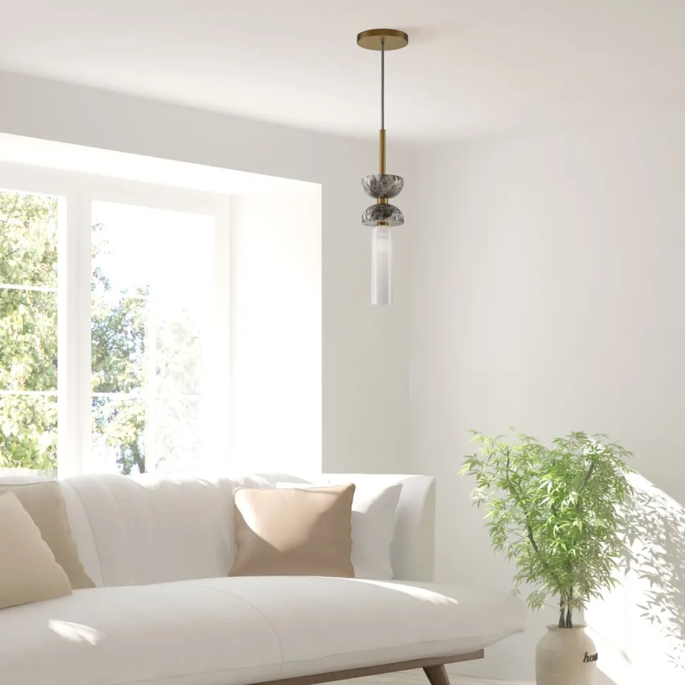 Hängeleuchte Glas Metall G9 rund D: 10 cm Modern