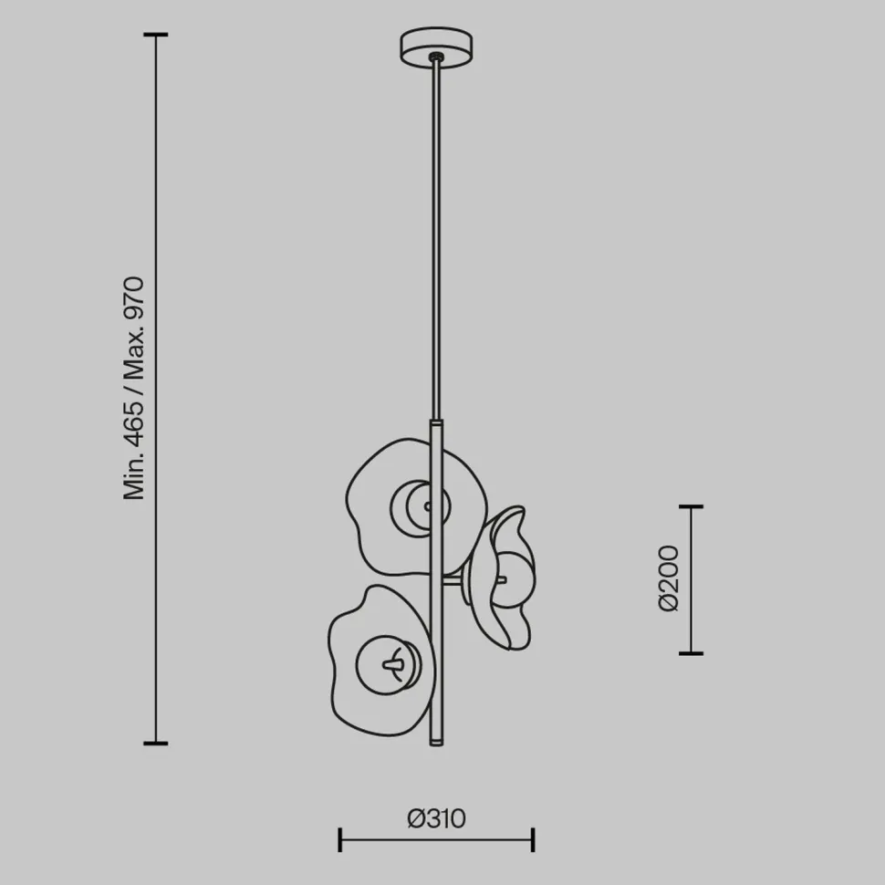 Hängeleuchte Glas Metall G9 H: max. 97 cm in Messing