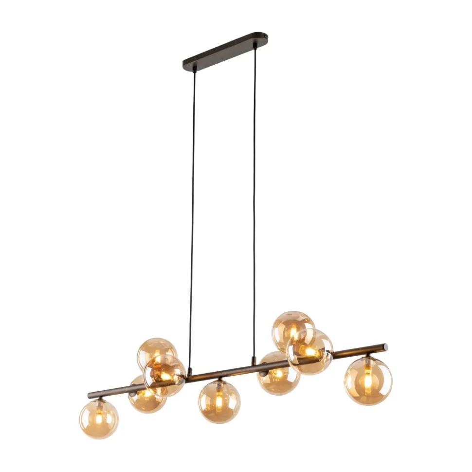 Hängeleuchte Glas Metall L: 116 cm Braun Bernstein 9x G9