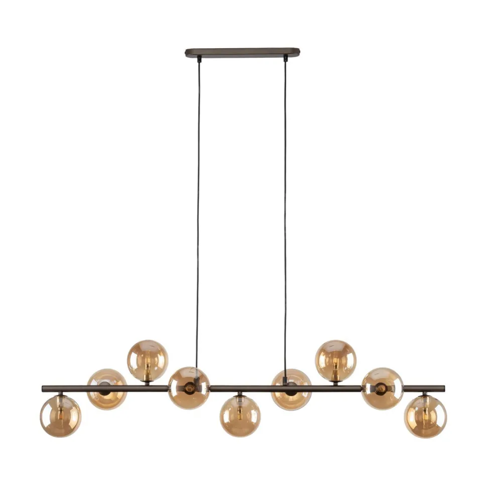 Hängeleuchte Glas Metall L: 116 cm Braun Bernstein 9x G9