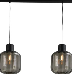 Hängeleuchte Glas Metall Schwarz höhenverstellbar E27