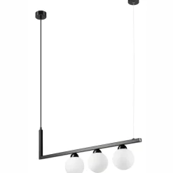 Hängeleuchte Glas Metall Schwarz Weiß Kugelschirme 3x G9