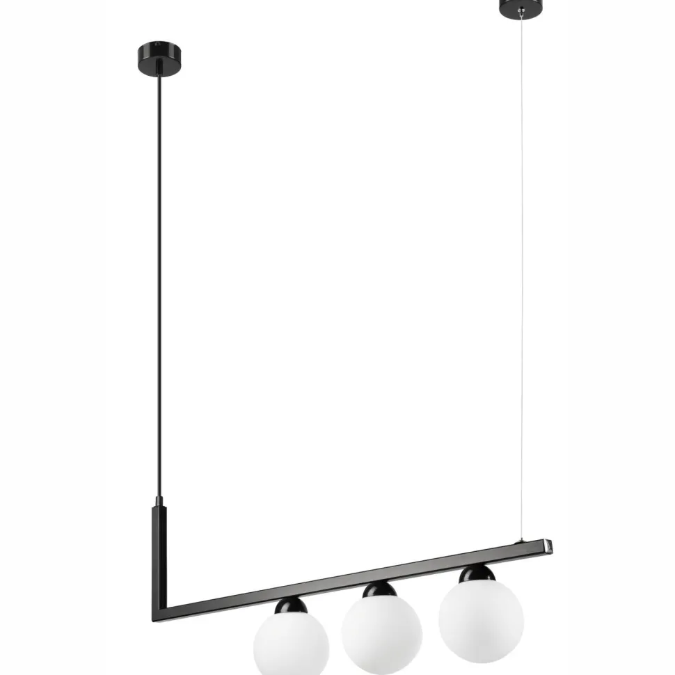 Hängeleuchte Glas Metall Schwarz Weiß Kugelschirme 3x G9