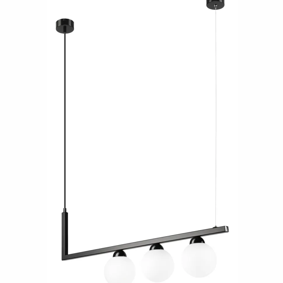 Hängeleuchte Glas Metall Schwarz Weiß Kugelschirme 3x G9