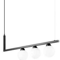 Hängeleuchte Glas Metall Schwarz Weiß Kugelschirme 3x G9