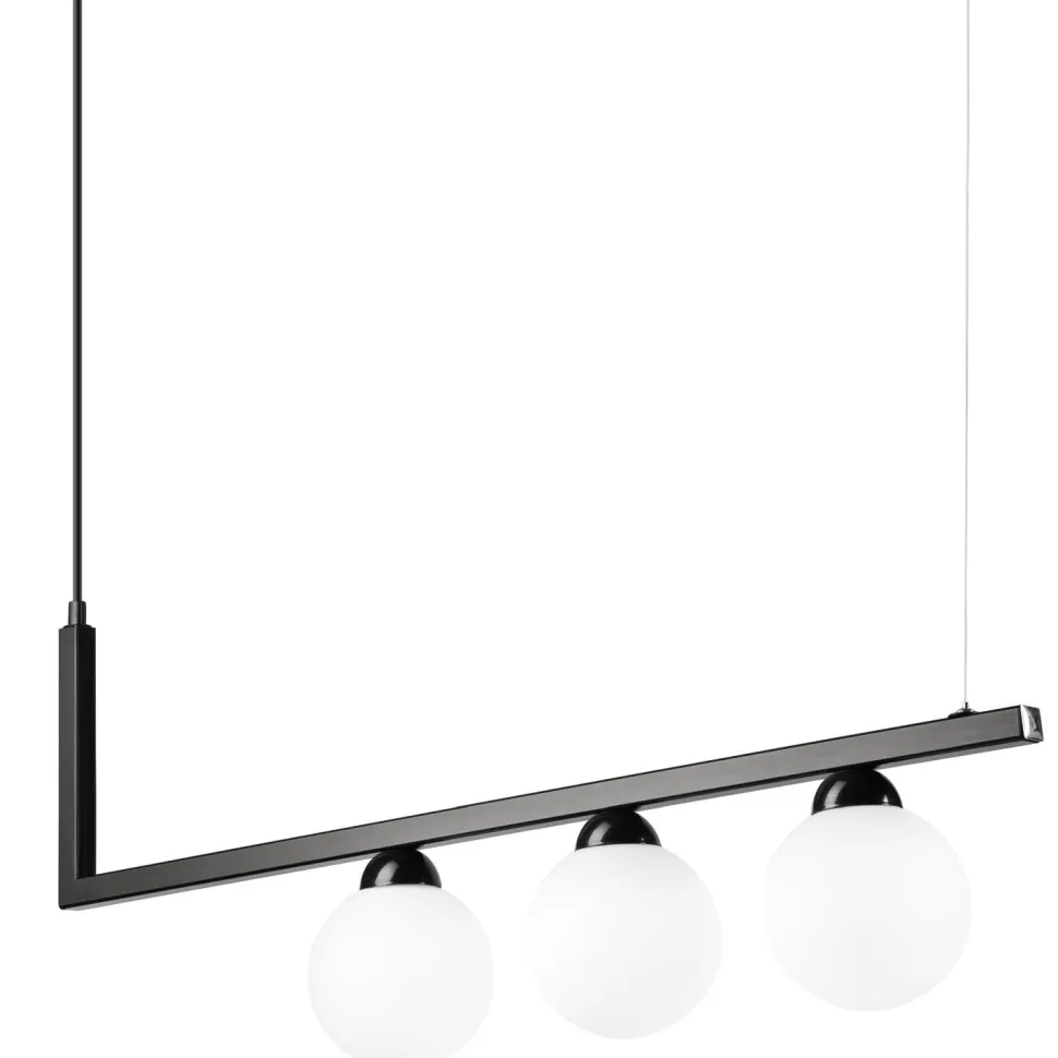 Hängeleuchte Glas Metall Schwarz Weiß Kugelschirme 3x G9