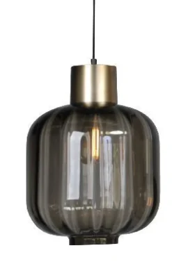 Hängeleuchte Glas Schirm Schwarz Gold Ø 28 cm E27