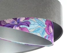 Hängeleuchte Grau Lila Silber Ø 50 cm Velours Optik Stoff