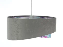 Hängeleuchte Grau Lila Silber Ø 50 cm Velours Optik Stoff