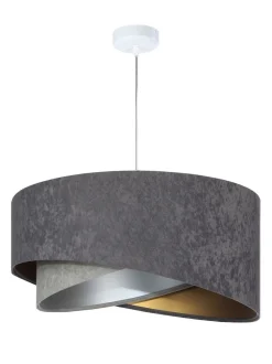 Hängeleuchte Grau Silber Gold Ø 50 cm Stoffschirm