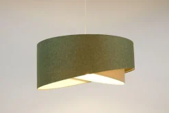 Hängeleuchte Grün Creme E27 rund D: 60 cm Stoff Modern