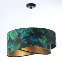 Hängeleuchte Grün Gold E27 Ø 50 cm Tropical Print Stoff