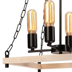 Hängeleuchte Holz Metall B: 37 cm Rustikal 4-flammig E27