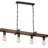 Hängeleuchte Holz Metall Schwarz Braun für 4x E27