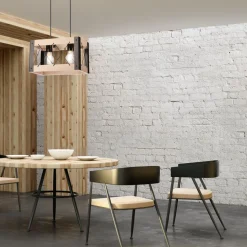 Hängeleuchte Holz Metall verstellbar 2-flammig E27 Rustikal