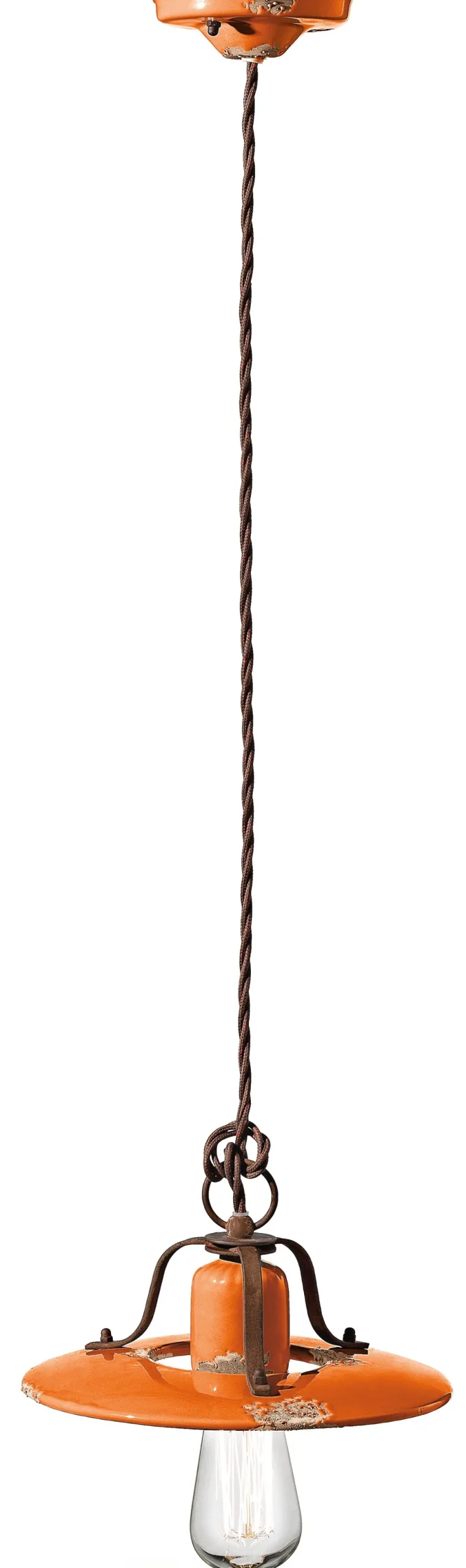 Hängeleuchte Industrial Keramik rund D: 25 cm E27 Orange