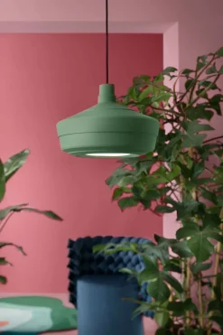 Hängeleuchte Keramik D: 36 cm H: max. 146 cm Dunkelgrün