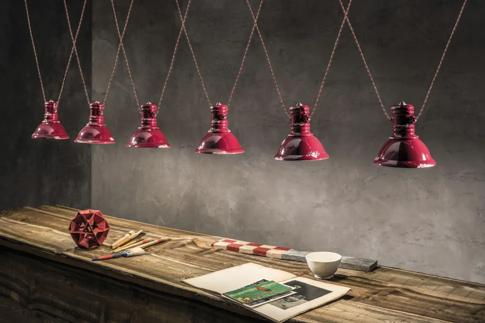 Hängeleuchte Keramik E27 Bordeaux Shabby Antik ANNA