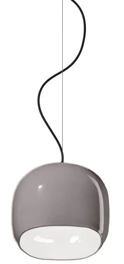 Hängeleuchte Keramik E27 H: max. 150 cm Grau rund Retro