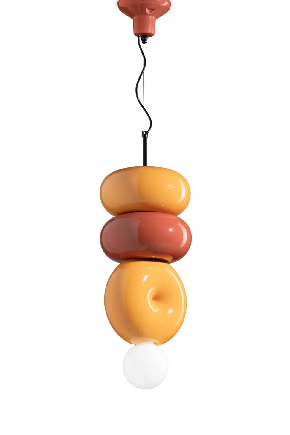 Hängeleuchte Keramik E27 Orange Gelb Retro Design