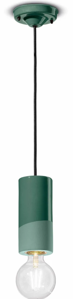 Hängeleuchte Keramik E27 rund D: 8 cm Grün