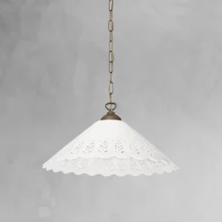 Hängeleuchte Keramik Messing Ø 40,5 cm Weiß Bronze antik E27