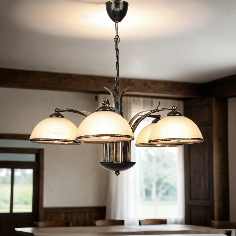 Hängeleuchte KORFU in Messing Antik 5-flmg