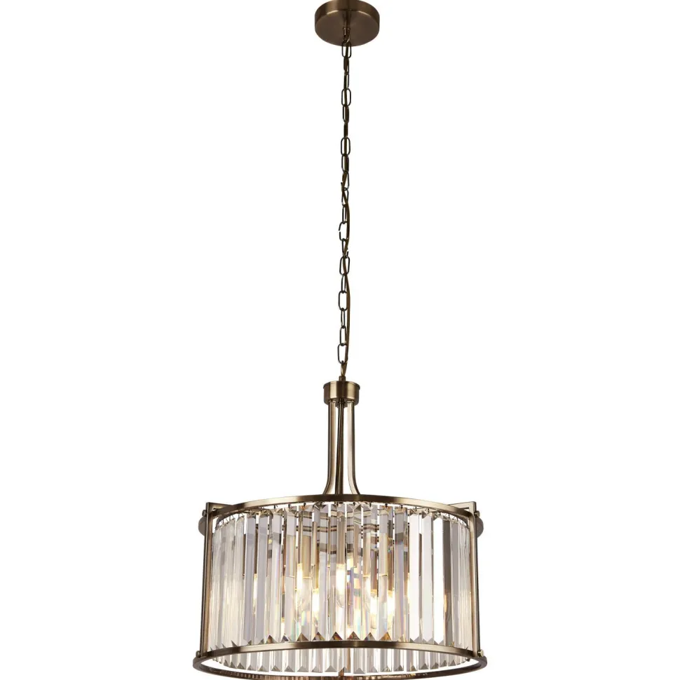 Hängeleuchte Kristall rund Ø 50 cm 2x E14 in Messing antik