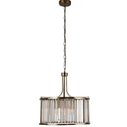 Hängeleuchte Kristall rund Ø 50 cm 2x E14 in Messing antik