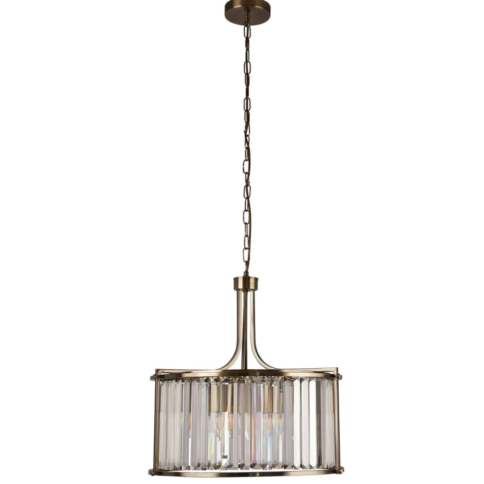 Hängeleuchte Kristall rund Ø 50 cm 2x E14 in Messing antik