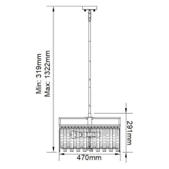 Hängeleuchte Kristall 4x E27 47 cm breit höhenverstellbar