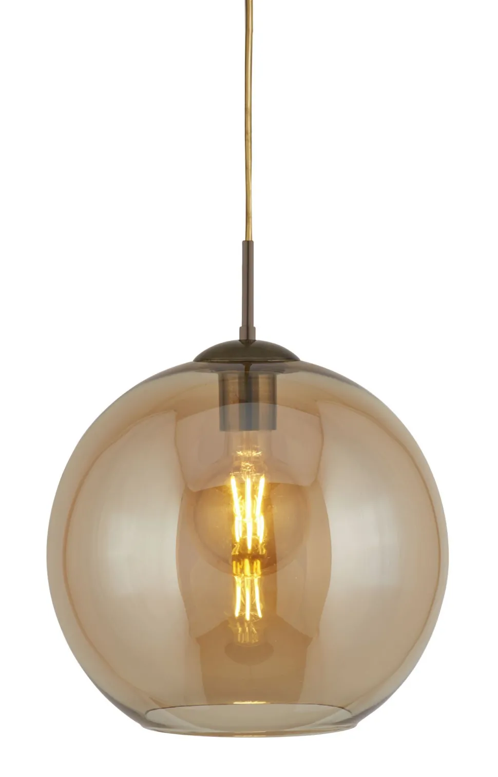 Hängeleuchte Kugel Glas Ø 30 cm E27 in Messing Antik Bernstein