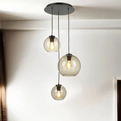 Hängeleuchte Kugel Schirm Glas T: max. 100cm 3x E27