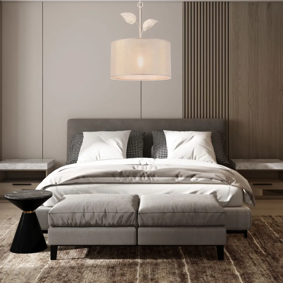 Hängeleuchte Landhaus Stoff Metall in Gold E27 Ø 35 cm