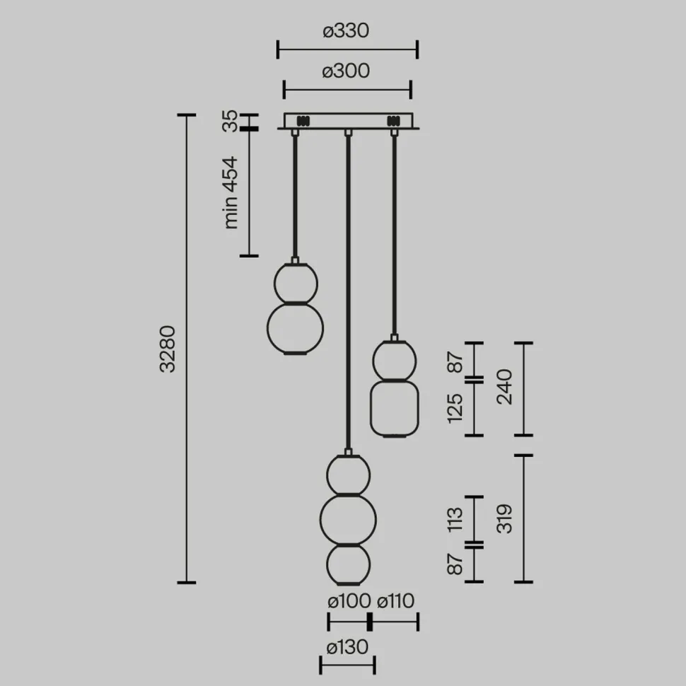 Hängeleuchte LED Metall Rauchglas B: 38 cm 4000 lm INA