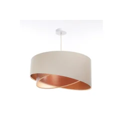 Hängeleuchte Leinen E27 rund D: 50 cm Modern Beige Kupfer